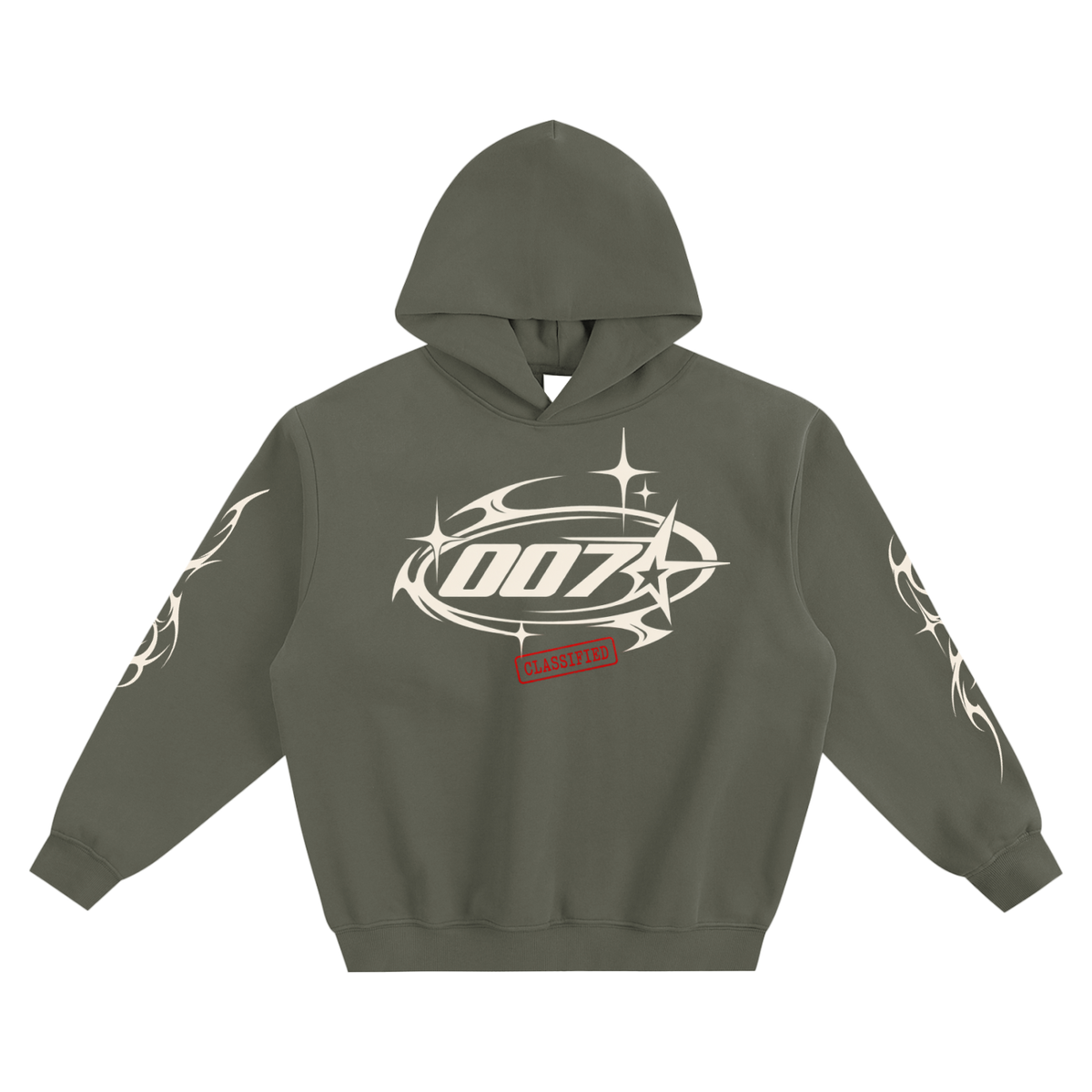 007 Supply Oversized Boxy Hoodie — Tribal Star Graphic Streetwear