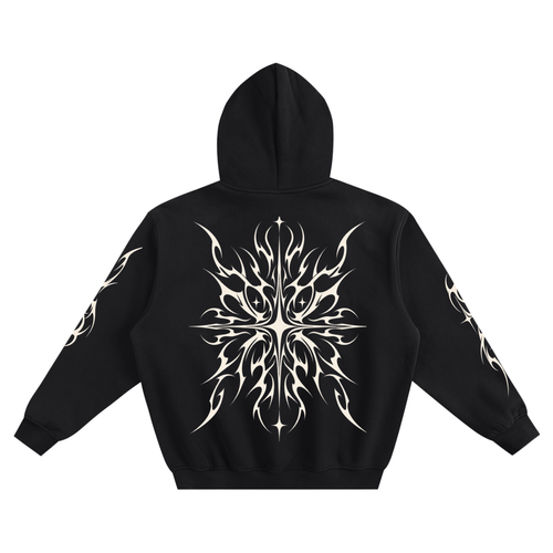 007 Supply Oversized Boxy Hoodie — Tribal Star Graphic Streetwear
